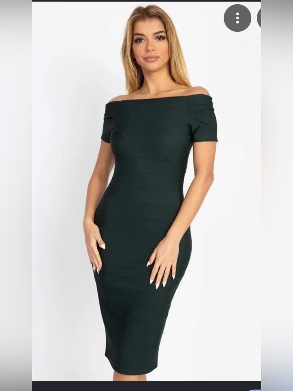 Fashion Nova Off-Shoulder Bodycon Midi Dress - Forest Green esmeralda
